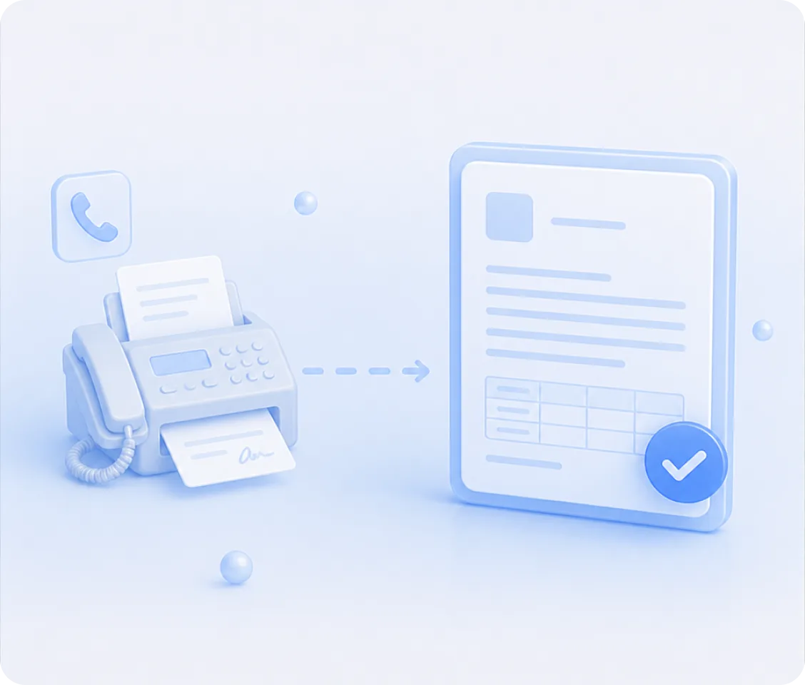 Illustration: Fax und Lieferschein als analoger Prozesseinstieg