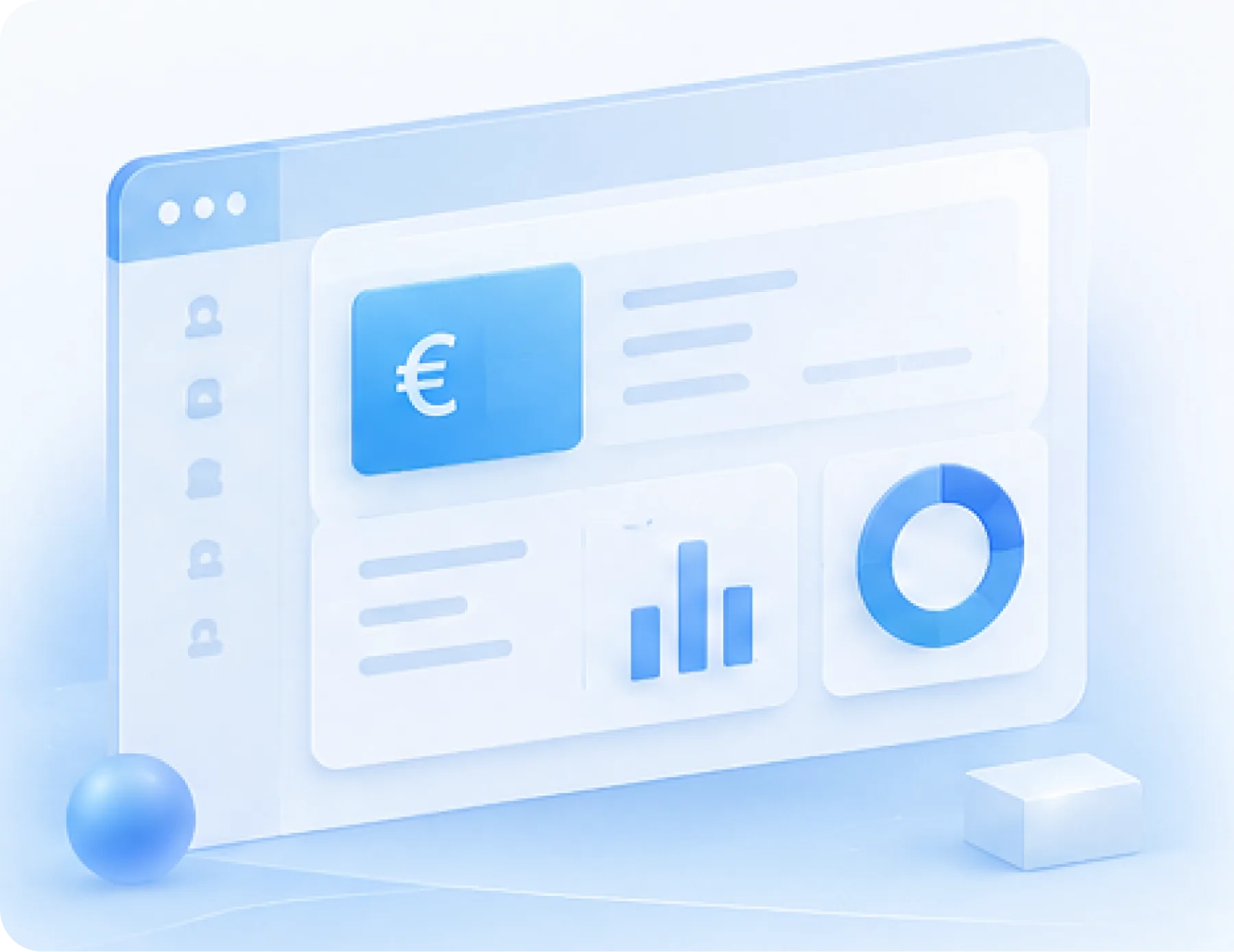 Illustration eines Business-Central-Dashboards mit Finanz- und Auswertungskacheln