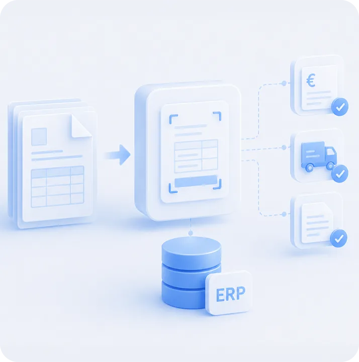 Illustration: Automatische Beleg- und Dokumentenverarbeitung ins ERP