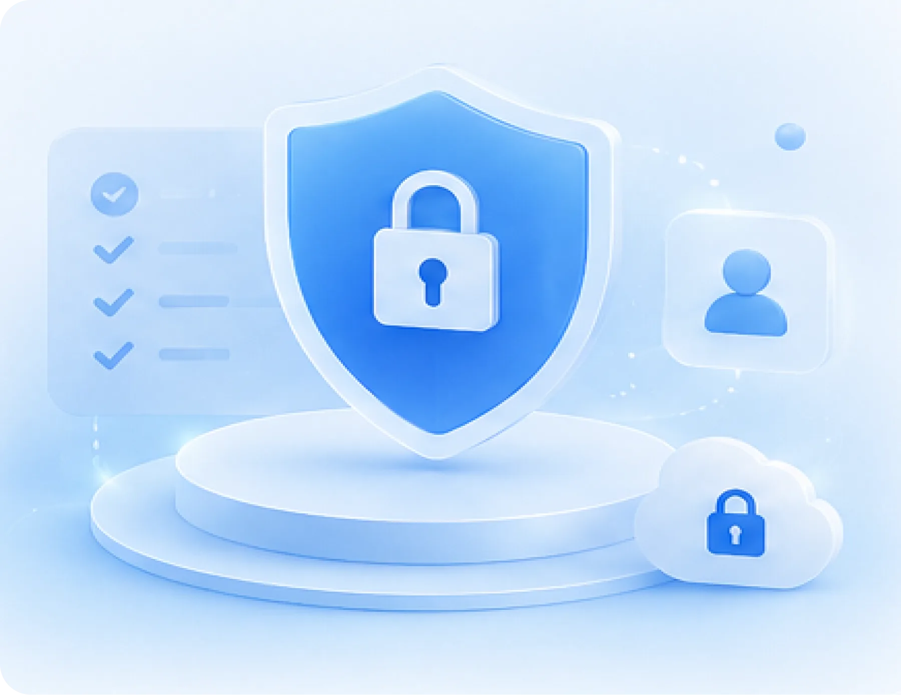 Illustration: Schutzschild mit Schloss als Symbol für Microsoft Security Beratung